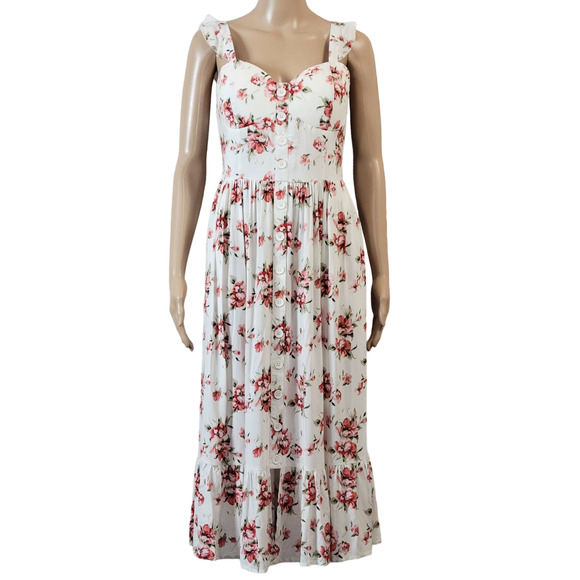 BOG Collective Red and White Floral Maxi Dress Size S NWT - Picture 1 of 12